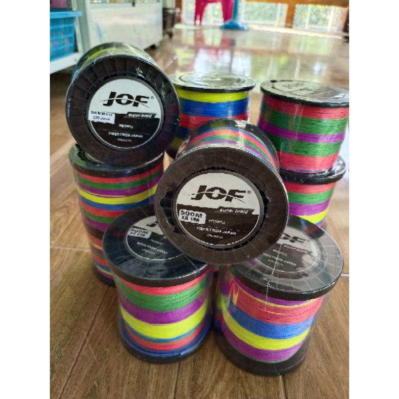 สายพีอีJOFถัก8 ขนาด500 เมตร มีให้เลือก 80/100/120/160/200/250 /300ปอนด์