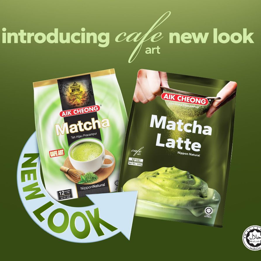 พร้อมส่ง! New look ชาเขียว มัจฉะ Matcha Latte Nippon Natural 3in1 Milk Green Tea Aik Cheong 300g