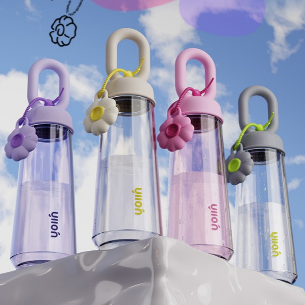 กระบอกน้ำพกพา แบบใส มีหูหิ้ว ขนาด500ml. สำหรับใส่น้ำ