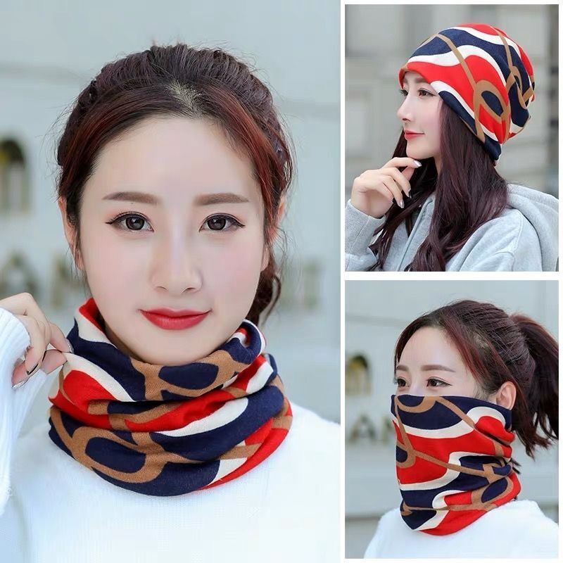หมวกผ้าแฟชั่น Headscarf 3in1 สไตล์เกาหลี ผ้าพันคอแคชเมียร์ หน้ากากผ้าปิดจมูก คาดผม สำหรับกิจกรรมกลางแจ้ง ยืดหยุ่นได้ดี พ