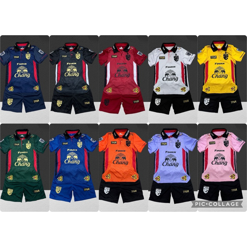 ชุดกีฬาเด็กคอปกผ้าโพลีเอสเตอร์สีสดใสเด็กหญิงชายใส่ได้มีไซร์เด็ก1ถึง13ขวบ