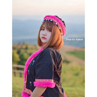 หมวกเด็กดอย หมวกชาวเขา หมวกเเม้ว เเต่งกระดิ่ง+ไหมพรม