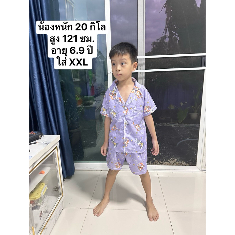 ชุดนอนเด็กแขนสั้น  ขาสั้น ผ้าคอตตอนผสม ใส่สบาย ไม่เหมาะสำหรับน้องที่อ้วนๆ ควรเผื่อไซซ์  S M L XL  XXL - รูปที่ 3