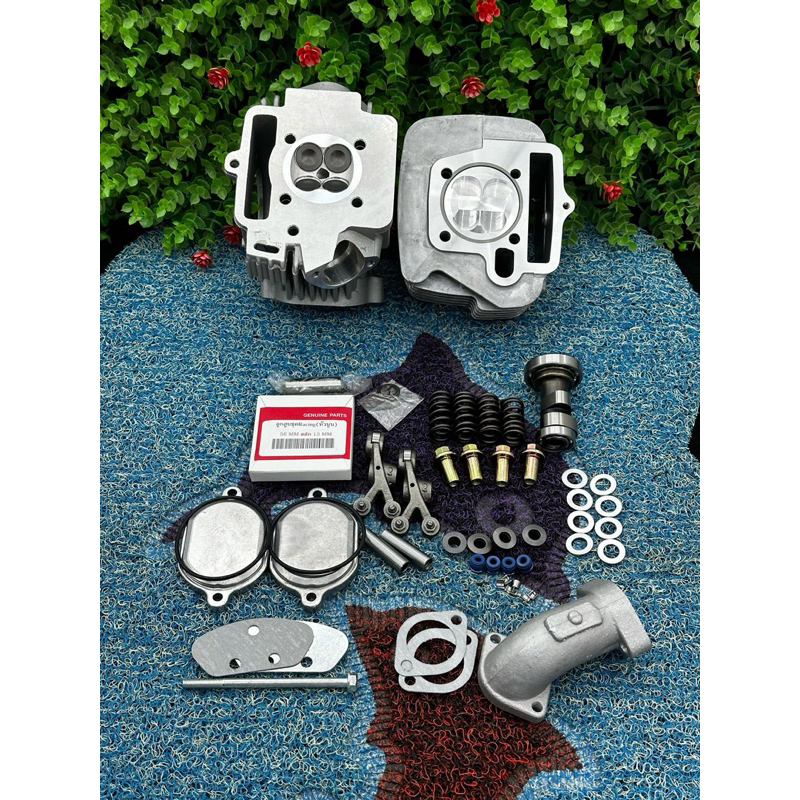 เวฟ100ลูก56/4วาวพร้อมปาดหลบวาล์วลูกสูบยี่ห้อแอร์หัวนูนฝาสูบขนาดวาวไอดี19มิลวาวไอเสีย17มิลใส่เวฟ100ได