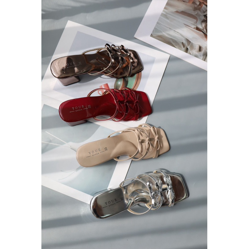 YOURSHOES Z10 / รองเท้าแต่งหน้าโบว์ ส้นสูง 2.5 นิ้ว รองเท้าส้นสูง รองเท้าส้นหนา