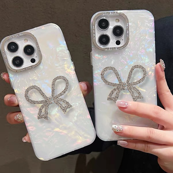 🔥GOOD🔥ส่งจากไทย เคสไอโฟน เคสโบว์สีเงินสีใสกากเพชร สำหรับรุ่นไอโฟน 16 7P 16PRO x xr xsmax 11 14 12 13 15 Pro max 16 Pro