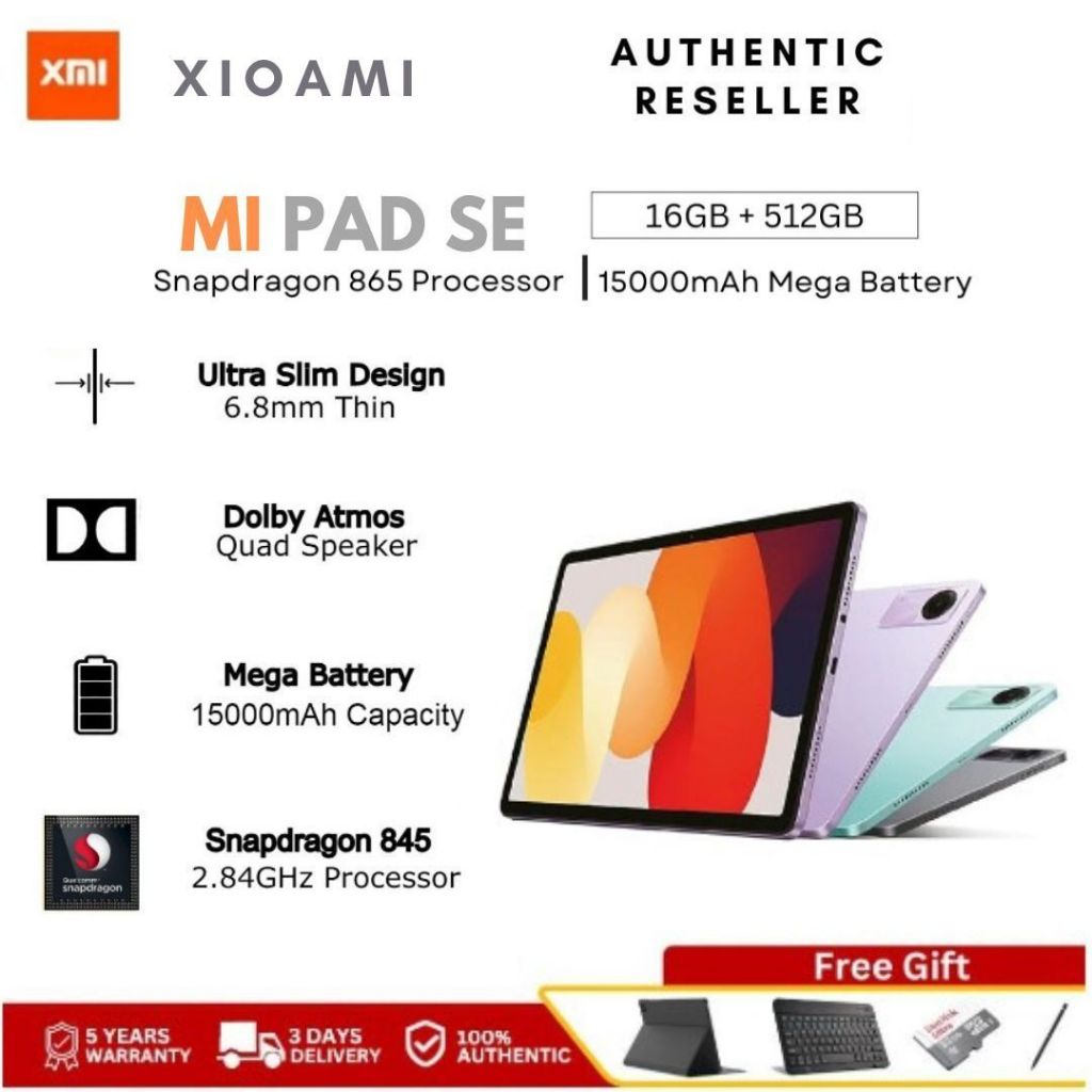 [พร้อมส่ง] Pad SE 8+256 แท็บเล็ตโปรเซสเซอร์ 6nm Snapdragon จอป้องกันดวงตา 11" 90Hz รับประกัน 15 เดือน