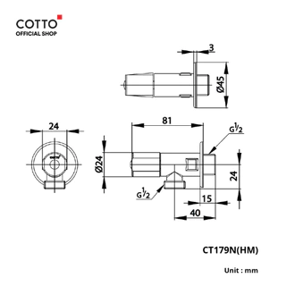 COTTO วาล์วเปิด-ปิดน้ำขนาดเล็ก รุ่น CT179N(HM) STOP VALVE (ทดแทน C9377)