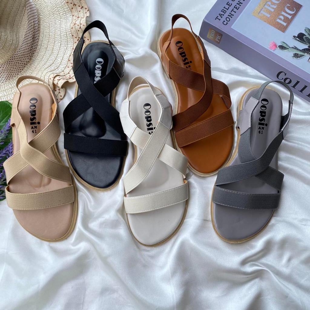 สวมไขว้ รัดส้น (ยางยืด) AN-1540 (8/1-2) (Size 41-48) ทรงใหญ่ ไซส์ตรง รองเท้าแตะ รองเท้าไซส์ใหญ่