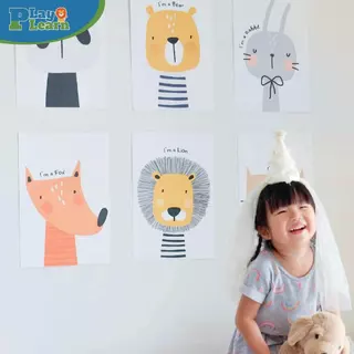 [ไม่รวมกรอบรูป] Play Plearn Kid Set 6 แผ่น แฟ้มครีม โปสเตอร์ติดผนังตกแต่งห้อง Poster Decorate Wall Kid