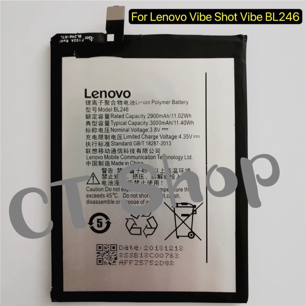 แบตเตอรี่ Lenovo Vibe Shot Vibe สูงสุด Z90 Z90-3 Z90-7 สำหรับ Lenovo Z90 Z90a40 battery BL246 3000mA
