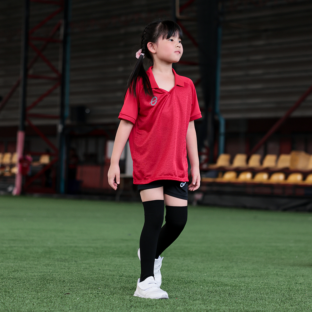 EG1022 KIDS เสื้อฟุตบอลคอวีปกผ้าทอลายแขนสั้นเด็ก EGO SPORT