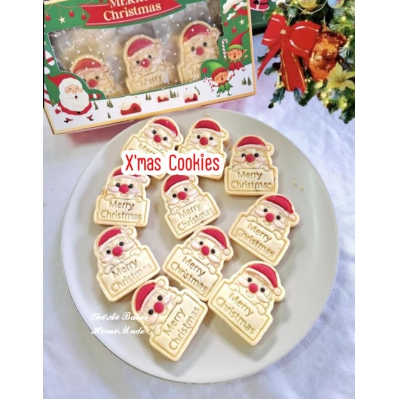 (รอบส่ง27/12/24) ชิ้นละ35g.Christmas Cookies คุ้กกี้คริสต์มาส คุ้กกี้ทาร์ตเนยสด ใส้สับปะรด/ใส้สตอเบอรี่ [**เนยเเท้]