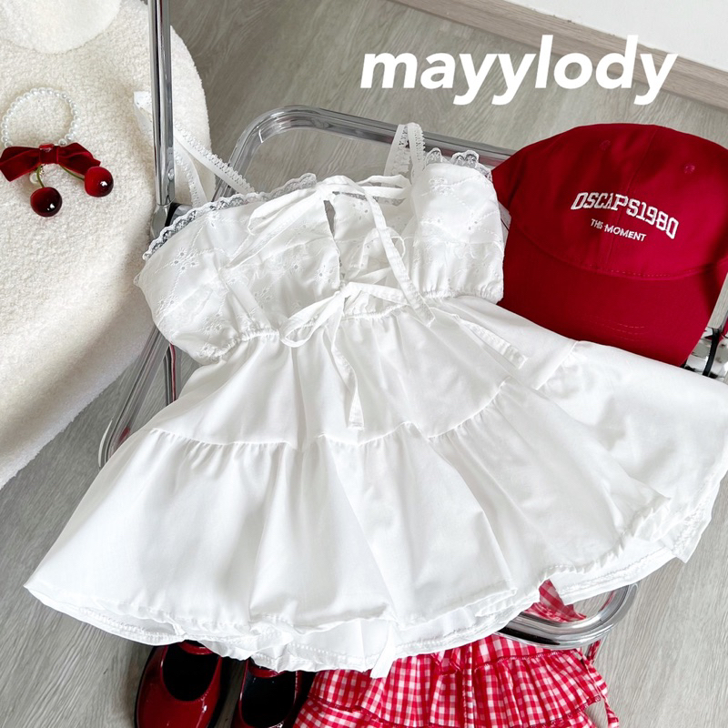 mayylody White Top เสื้อสายเดี่ยว ผ้าฉลุลูกไม้ สีขาว สไตล์เวียดนาม น่ารักสุดๆๆ เสื้อสีขาว สายเดี่ยว