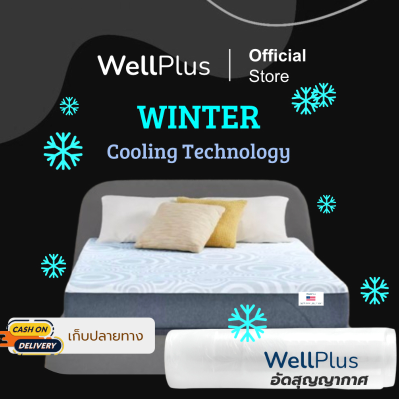 [รับประกันโครงสร้าง 10 ปี] WellPlus [อัดสุญญากาศ] รุ่น Winter หนา 6 นิ้ว ที่นอนเมมโมรี่โฟม ผสมคูลลิ่งเจล ระบายอากาศได้ดี