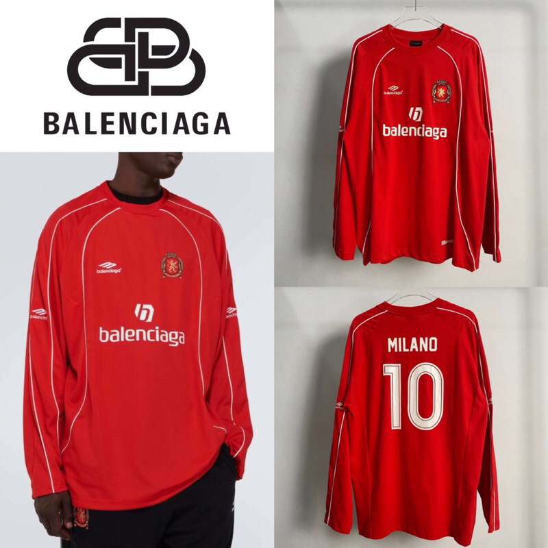 เสื้อยืดแขนยาว Balenciaga Soccer Long Sleeve T-Shirt (สีแดง)