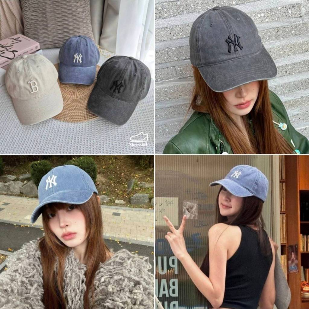 ของแท้ 💯%  MLB Basic Washing Unstructured Ball Cap หมวก NY / MLB พร้อมส่ง