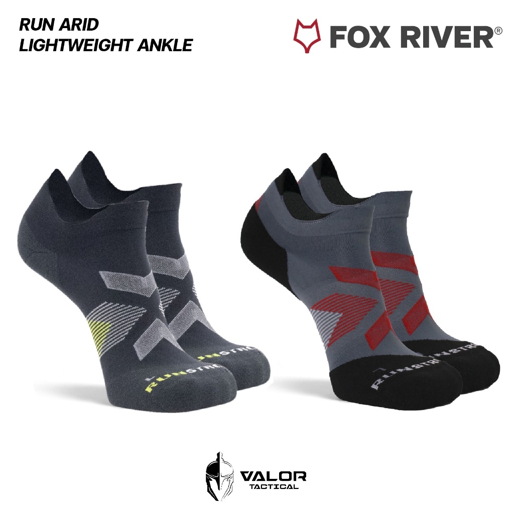 FOX RIVER MILLS - Mens Run Arid Lightweight Ankle Socks ถุงเท้ากีฬา ฟุตบอล ข้อสั้น กันลื่น unisex