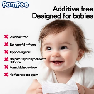 Pampee ทิชชู่เปียก 250+15แผ่น 5แพ็ค Baby wipes ปริมาณสุทธิ 50+3 แผ่น/ห่อ กลิ่นลาเวนเดอร์