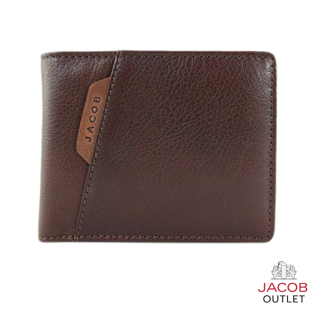 JACOB กระเป๋าสตางค์หนังสีน้ำตาลใส่เหรียญ - Brown Leather Wallet with Coin Purse | รุ่น 22453