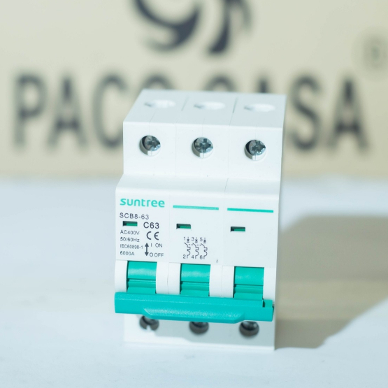 Brand Suntree Breaker AC ขนาด 3P AC MCB SCB8-63 3P 400VAC 40,63A เบรกเกอร์โซล่าเซลล์