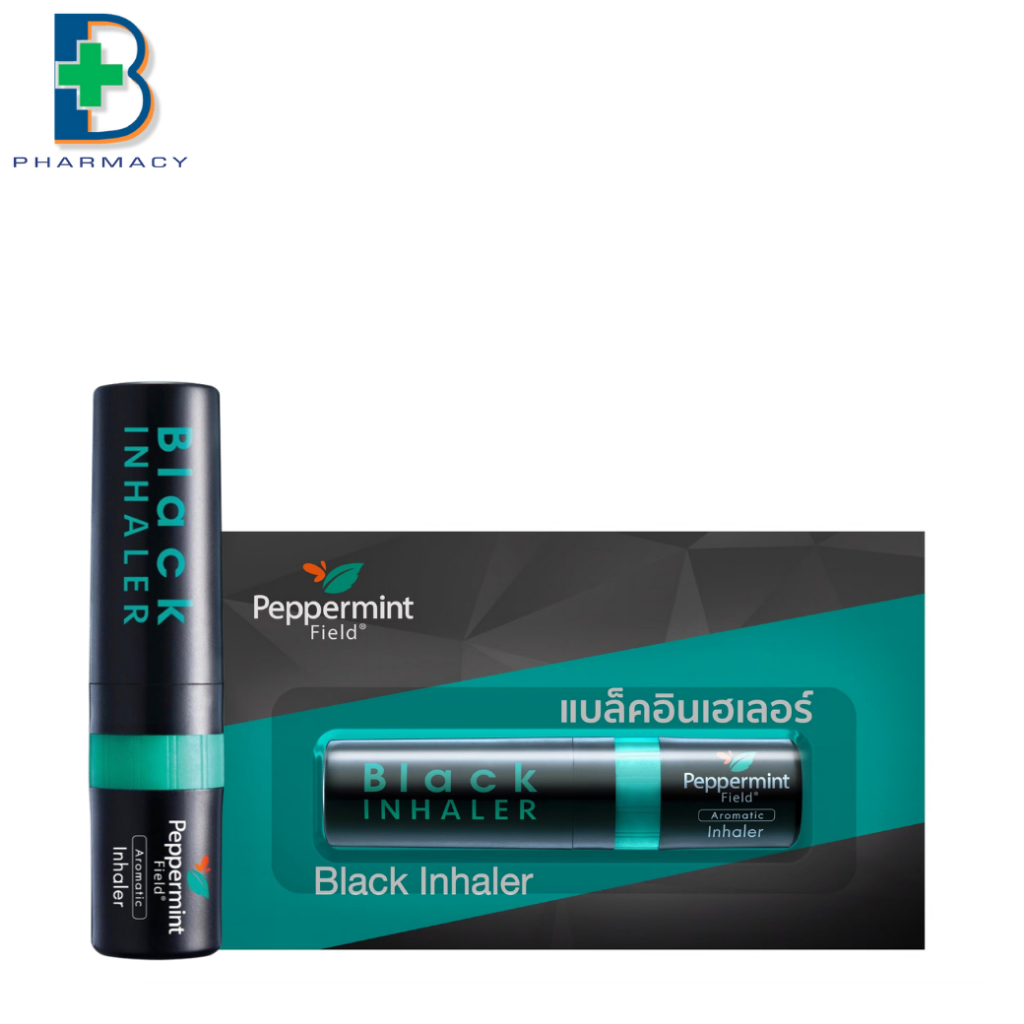 ยาดมเป๊ปเปอร์มิ้นท์ ฟิลด์ แบล็คอินฮาเลอร์ Peppermint Field Black Inhaler  2ml. - ยกแผง 6 หลอด