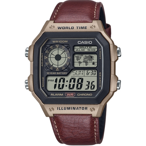 CASIO นาฬิกาข้อมือผู้ชาย สายหนัง รุ่น AE-1200,AE-1200WHL,AE-1200WHL-5A