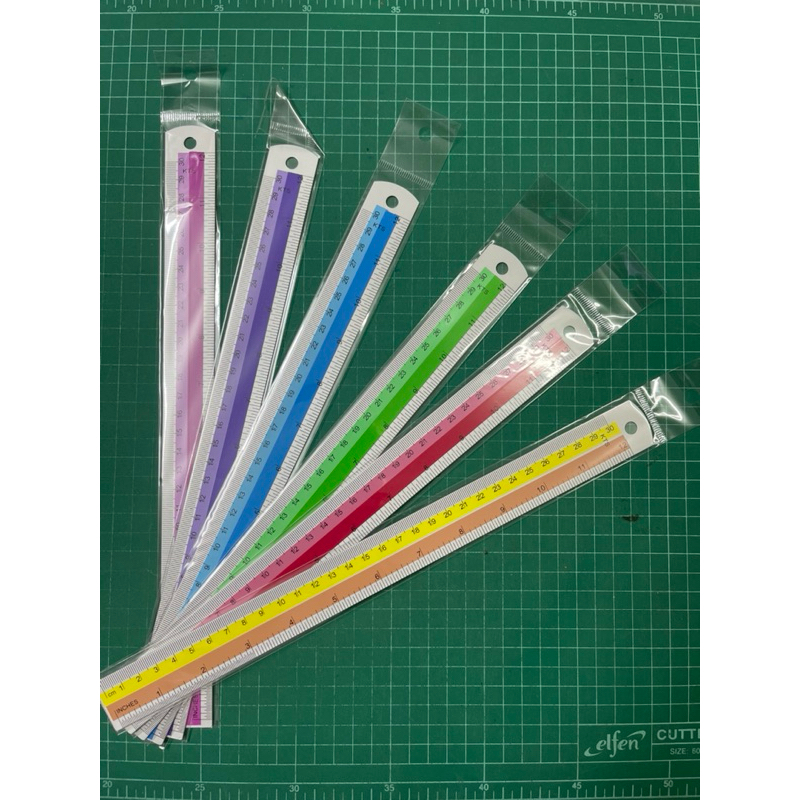 (12อัน) ไม้บรรทัดอลูมิเนียม หน้าสีทูโทน ยาว30ซม.