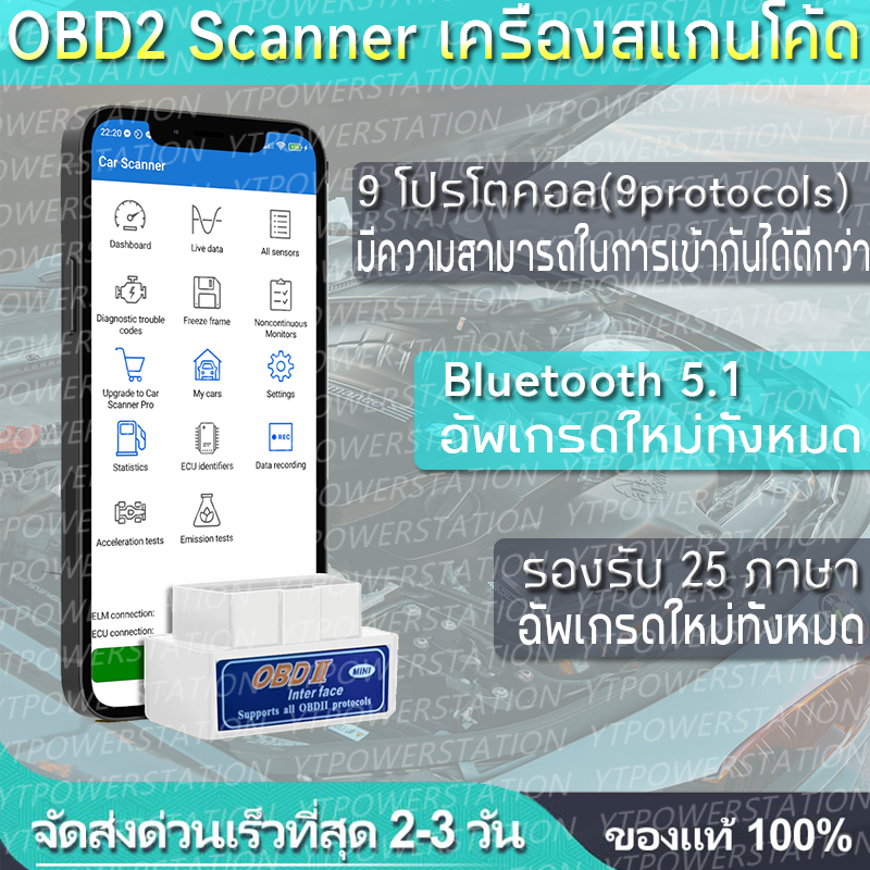 OBD2 Scanner upgrade Spacial Chip รุ่นพิเศษ รองรับรถยุโรป เช็ครถด้วยมือถือ
