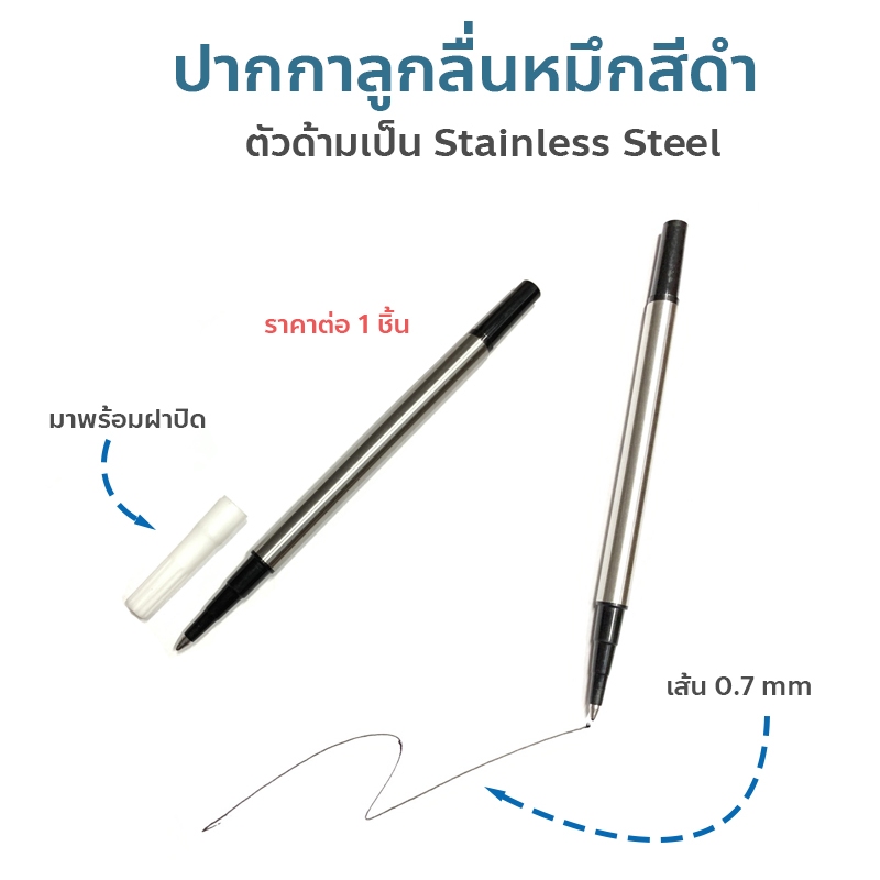 ปากกาลูกลื่น หมึกสีดํา ขนาดหัวปากกา Medium Point (M) 0.7 mm