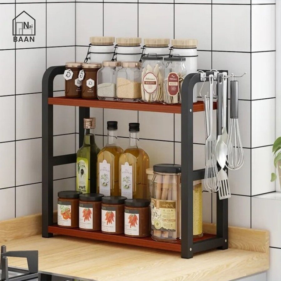 Naibaan ชั้นวางเครื่องปรุง 2 ชั้น ขนาด 30/40 ซม. สำหรับวางในครัว Shelf