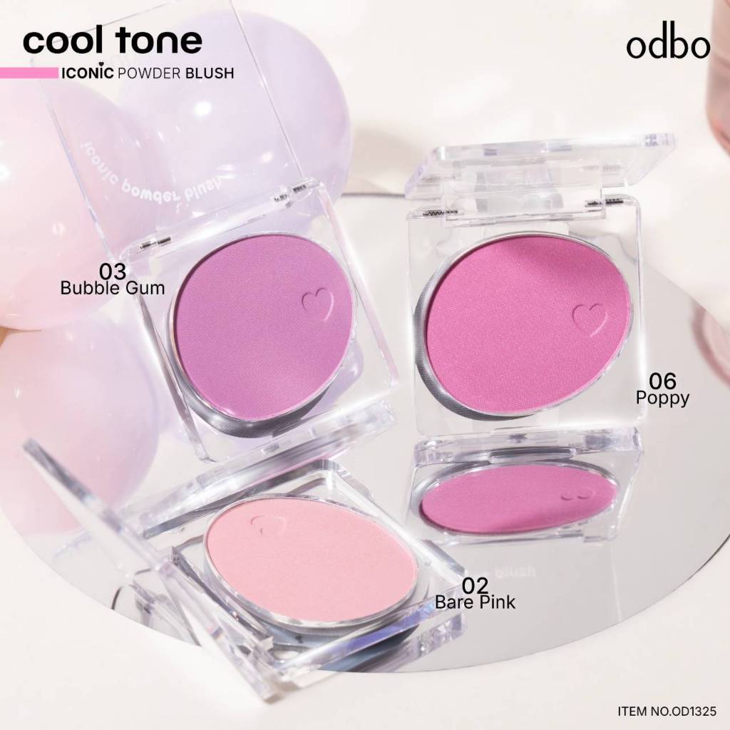 odbo iconic powder blush OD1325 บลัชใหม่ เนื้อเนียนนุ่ม พิกเมนต์แน่น สีชัด เติมความน่ารักได้ทุกวัน