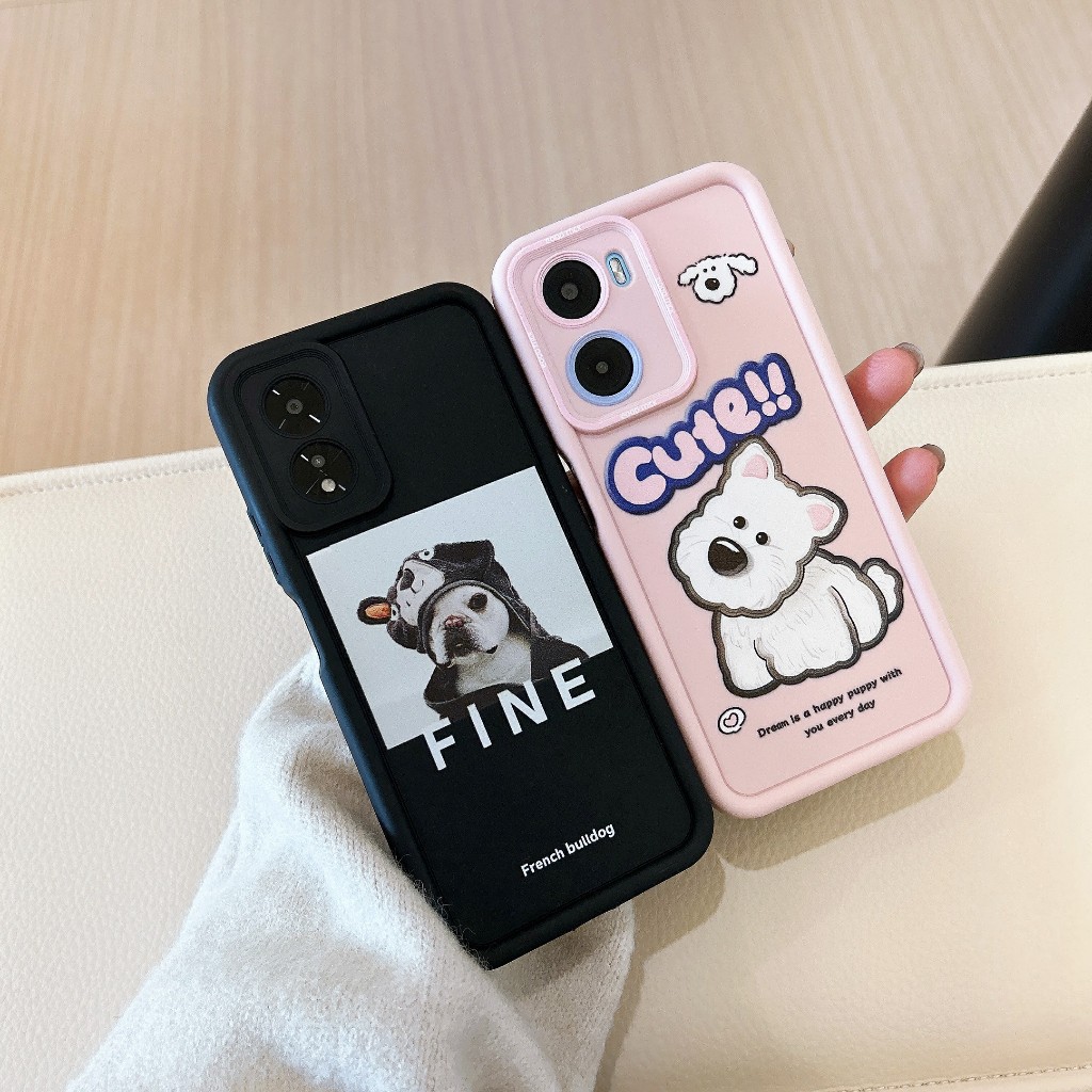 เคสนิ่มสีทึบ สกรีนลายน้องหมา OPPO A18 A38 A77S RENO12 RENO7Z/8T VIVO Y20 Y03 Y21 Y17S SAMSUNG A05S A53 A54 S23 A13 A16