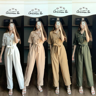 Safari Jumpsuit - จั๊มสูทแคมป์ปิ้งขายาว แถมเข็มขัด