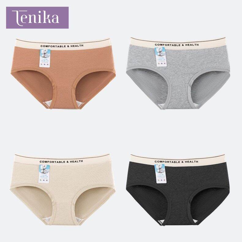 TENIKA กางเกงในผู้หญิง เอวกลาง ผ้าฝ้ายแท้  ไร้ขอบ ใส่สบาย แฟชั่น กระชับ ไม่อับชื้น ระบายอากาศดี
