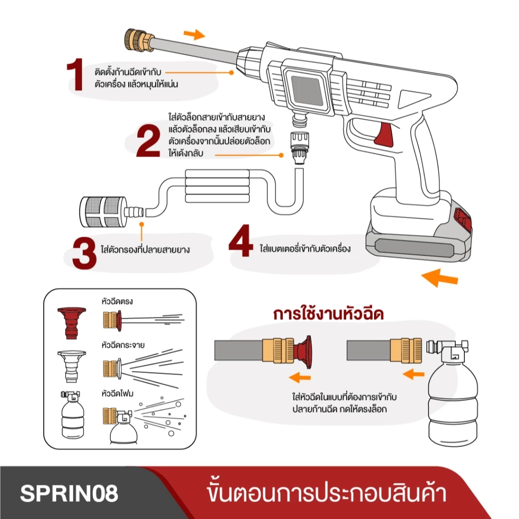 DR.WOOT เครื่องฉีดน้ำแรงดันสูงไร้สาย ปืนฉีดน้ำแรงดันสูงไร้สาย เครื่องฉีดน้ำ เครื่องฉีดน้ำอเนกประสงค์ thumbnail 9