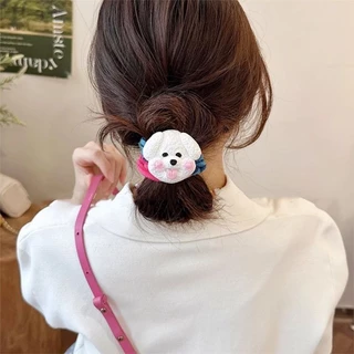 kingmall(KTF09）สีสันผ้าเตรียมแหวนผมหญิงความยืดหยุ่นสูงการ์ตูน ยางรัดผม เครื่องประดับผม