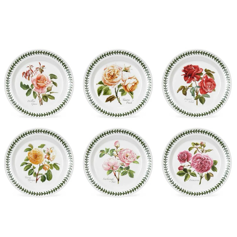 Portmeirion Botanic Roses Set of 6 Plates, 20cm