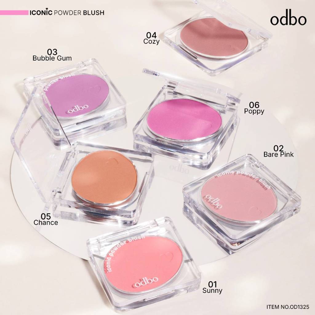 odbo iconic powder blush OD1325 บลัชออนเนื้อฝุ่น สัมผัสเนียนนุ่ม เม็ดสีชัด