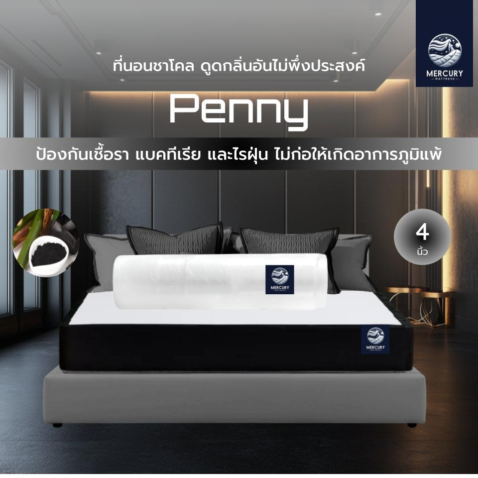 [อัดสุญากาศ] Mercury Mattress ที่นอนชาโคล รุ่น Penny หนา 4 นิ้ว นอนสบายไร้กลิ่นอับชื้น ป้องกันเชื้อรา แบคทีเรีย