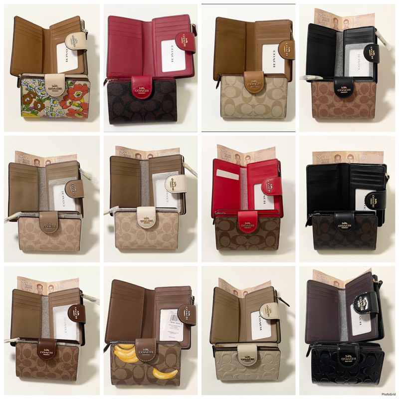 กระเป๋าสตางค์ กระดุม MEDIUM CORNER ZIP WALLET  IN SIGNATURE CANVAS CW786 CR944 CR934