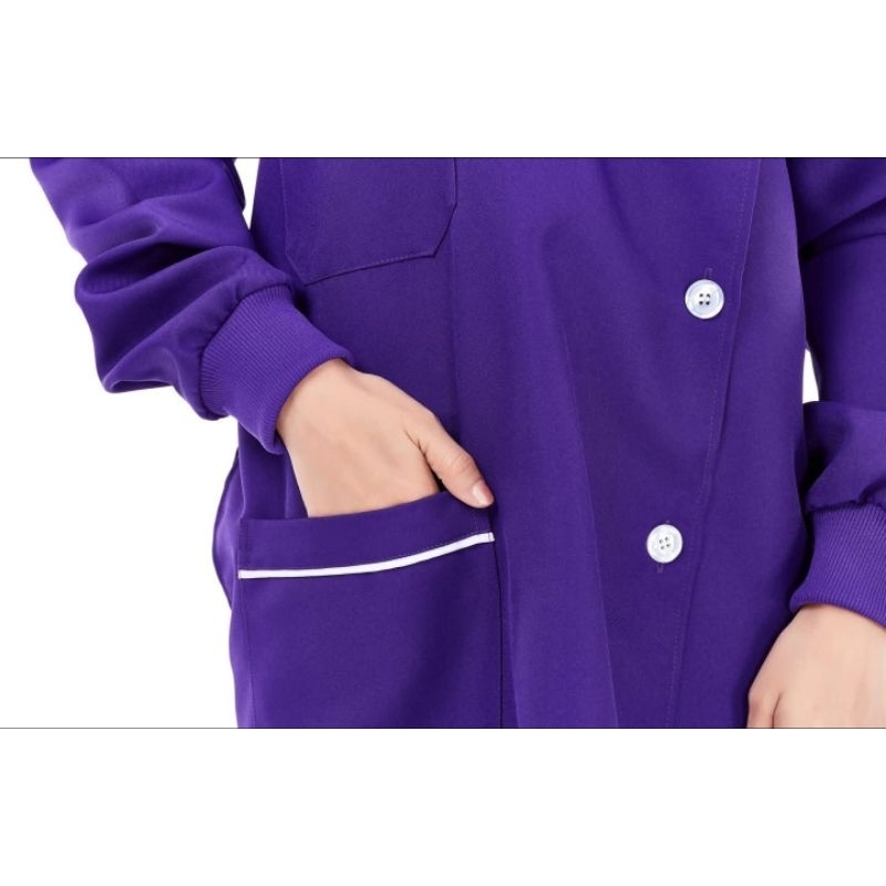 Bella Vita Hot Hit Purple เสื้อคอจีนป้ายตัวยาวแขนยาวสีม่วงเข้ม - รูปที่ 4