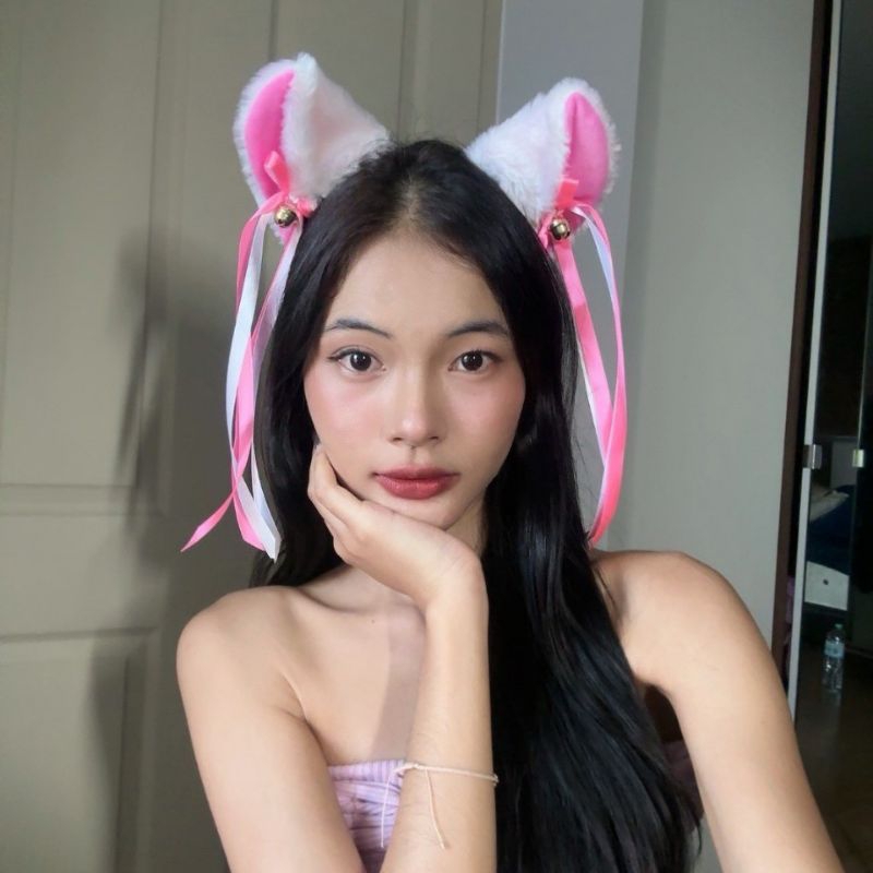 SALE ที่คาดผมหูแมว หูแมว ปรับระดับได้ [พร้อมส่ง] โบว์ถอดติดได้ ฟรีไซส์ มีหลายสี