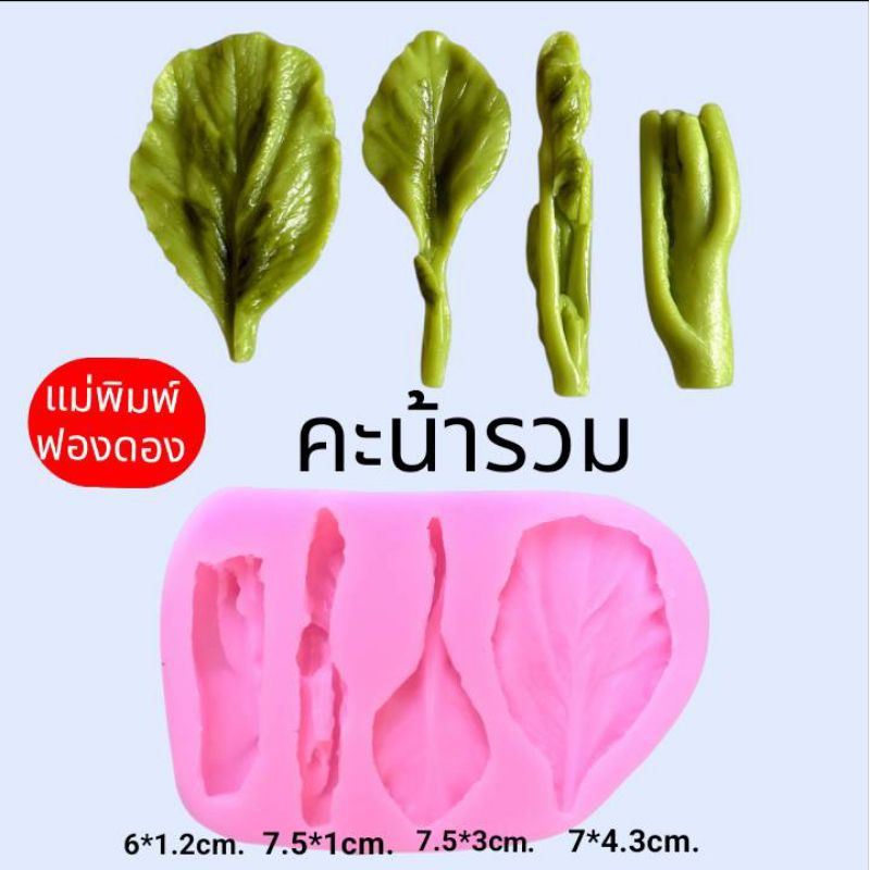 แม่พิมพ์ฟองดอง สำหรับทำขนมวุ้น ขนมต่างๆรูป คะน้ารวม