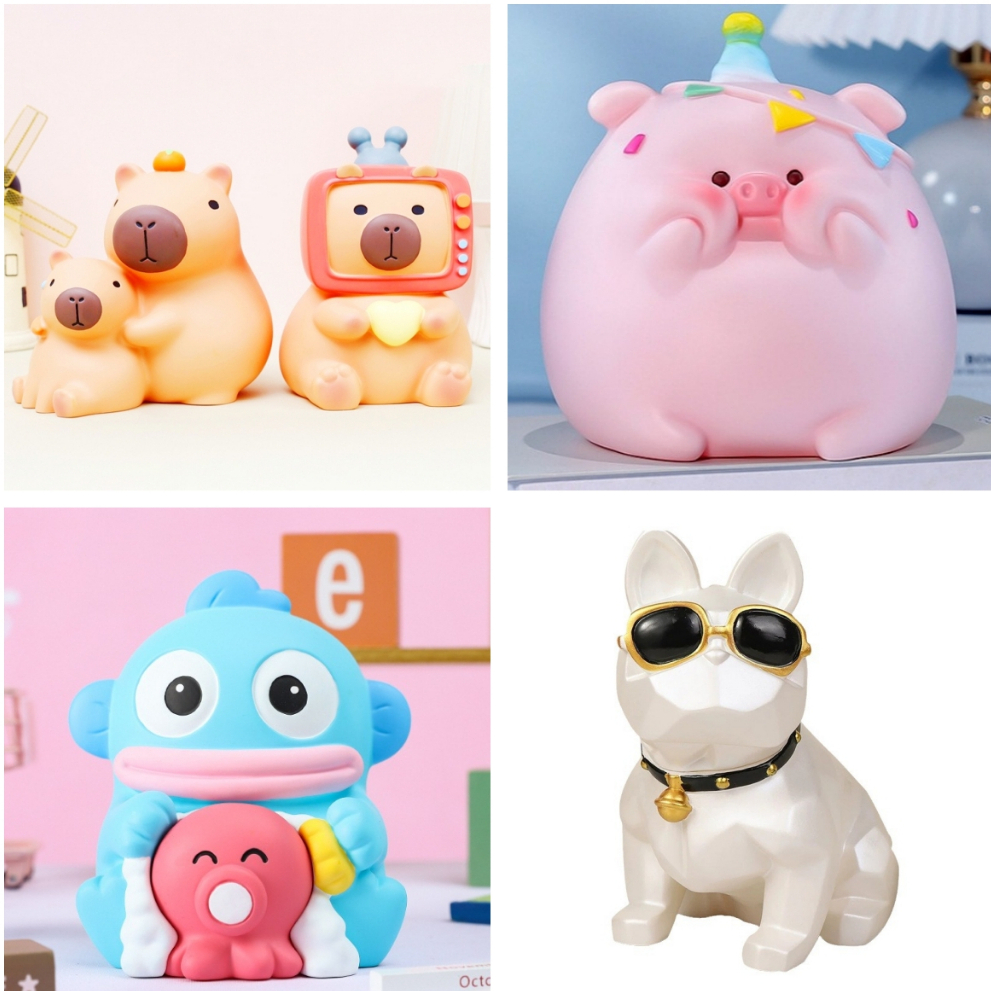 【สินค้าพร้อมส่งทันที】กระปุกออมสินสัตว์อ้วนน่ารัก Coin Bank มีที่เปิดตรงฐาน ลูกแมวลูกหมู ไม่กลัวเเตกหักหรือชำรุด