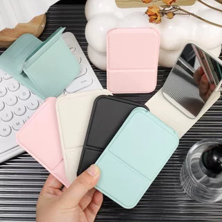 กระจกพกพา กระจกเงา มินิ INS Makeup mirror แบบบาง ตั้งได้ กระจกตั้งได้ เรียบง่าย ความละเอียดสูง กระจกพับได้แบบใช้มือถือ