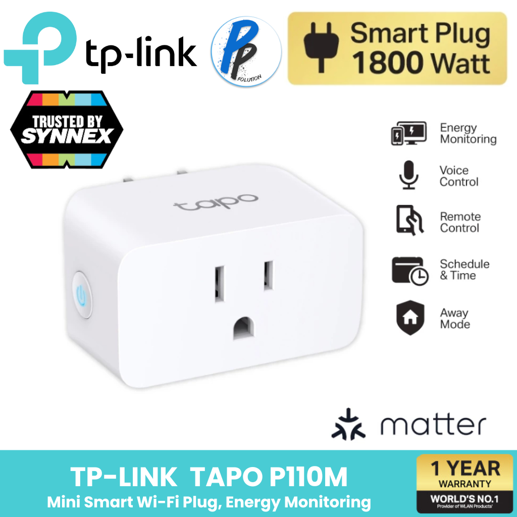 TP-Link Tapo P110M สมาร์ทปลั๊ก Mini Smart Wi-Fi Plug, Energy Monitoring สั่งเปิดปิดเครื่องใช้ไฟฟ้าผ่