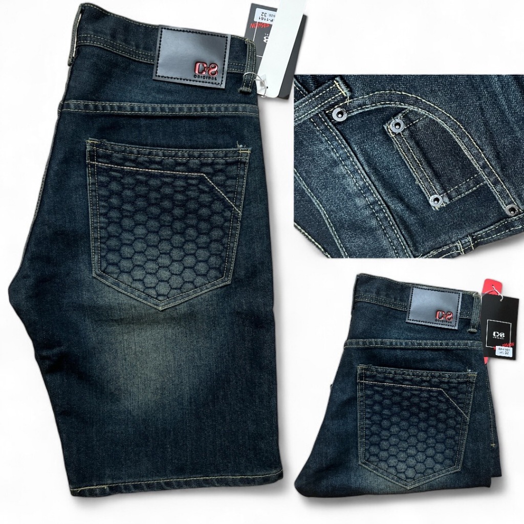 (SIZE28-36) กางเกงยีนส์ขาสั้นผู้ชาย ยีนส์สนิมฟอกเข้ม ยาว18-20นิ้ว