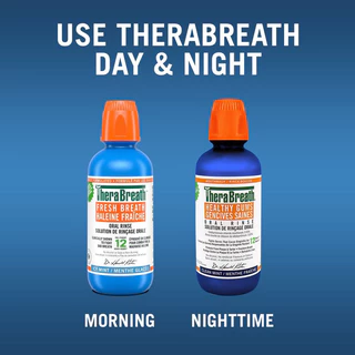 📦Package แท้นำเข้า🇺🇸 TheraBreath น้ำยาบ้วนปาก สูตรปราศจากแอลกอฮอล์ 12-Hour Fresh Breath Oral Rinse, Mild Mint,16.0 fl oz