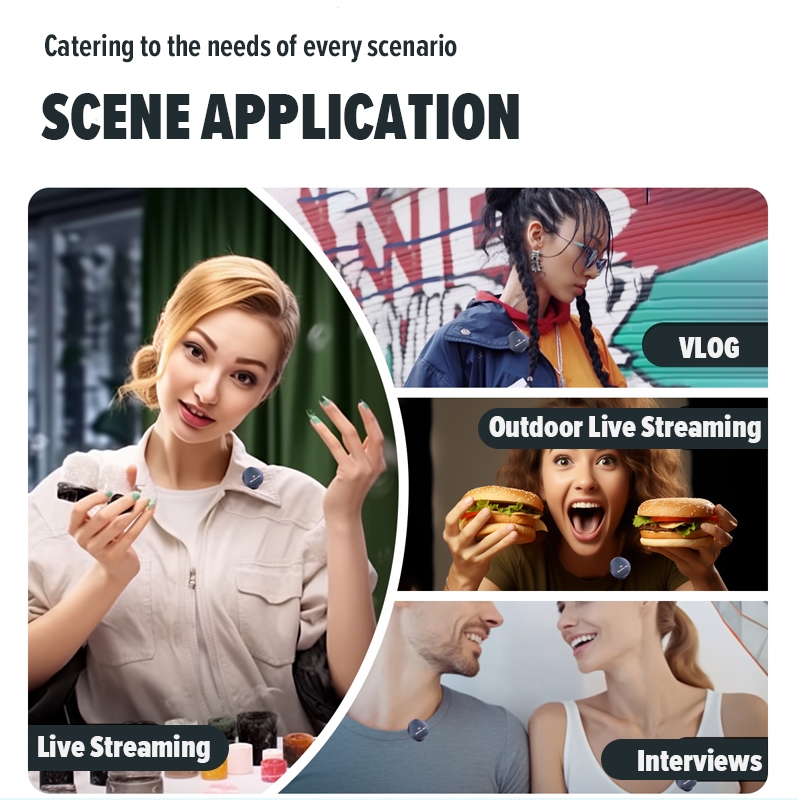 ไมค์ไลฟ์สด มีตัวรับสัญญาณ2ตัวไมค์ตัดเสียงรบกวน ไมค์ไร้สายWireless Microphoneพร้อมกล่องชาร์จ ไมค์อัดเสียง ไมค์หนีบปกเสื้อ